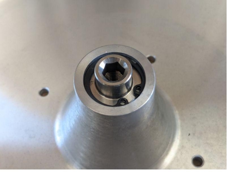 Bowl nut and locking ring installed, top view