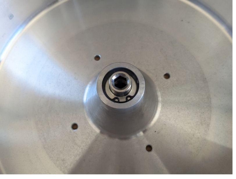 Bowl nut and locking ring installed, bottom view